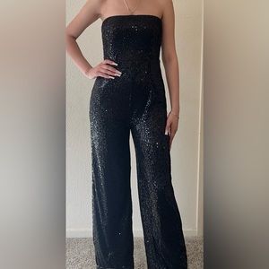 Long Black Sequin Jumpsuit